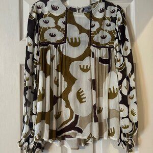 🔥Anthropologie x Blank London Neutral Print Blouse | Size S | EUC 🔥